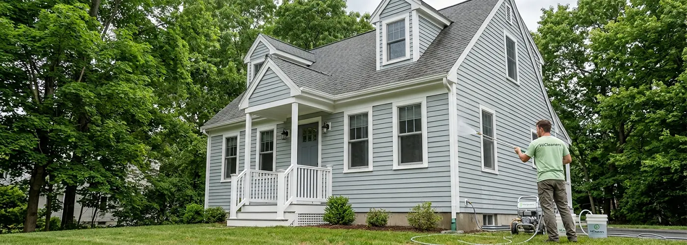How often should you soft wash a painted wood exterior to prevent peeling?
