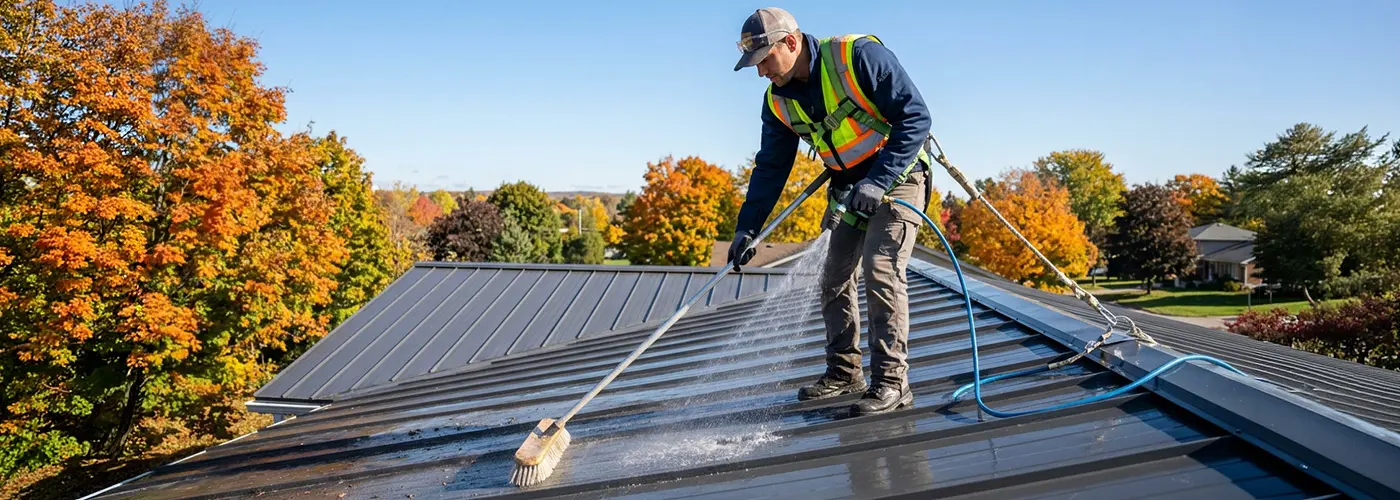 Metal roof cleaning before winter: Safe methods that protect the finish