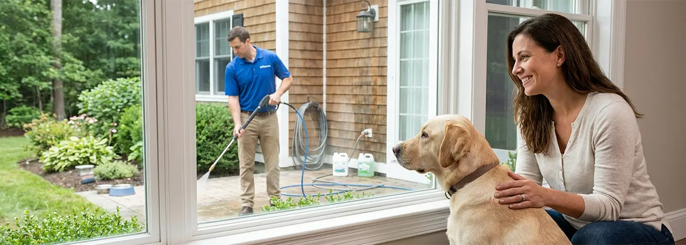 Pet-friendly pressure washing: Keeping your dogs and cats safe during service