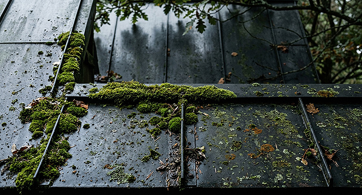 Moss on shaded sections